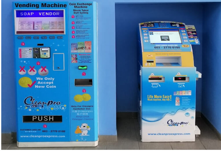 Cleanpro Express Taman Putra Impiana Touch the Sky laundry card system and soap vending machine